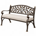 Gartenbank 120 x 60 x 90 cm aus Metall Braun Beige mit Sitzpolster im Landhausstil