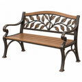 Gartenbank 122 x 61 x 91 cm Metall und Holz Braun Schwarz Antikstil für Außenbereich