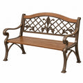 Gartenbank 120 x 60 x 90 cm aus Metall Braun mit Armlehnen im Landhausstil