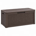 Aufbewahrungsbox 119 x 48 x 60 cm Kunststoff Braun für Außenbereich Rattanoptik mit Deckel