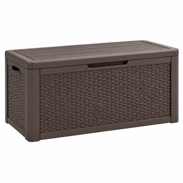Aufbewahrungsbox 119 x 48 x 60 cm Kunststoff Braun für Außenbereich Rattanoptik mit Deckel