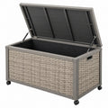 Garten-Aufbewahrungsbox 120 x 60 x 63 cm Kunststoffgeflecht Grau mit Rollen