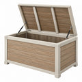 Garten-Aufbewahrungsbox 120 x 60 x 60 cm Holzoptik Beige mit Klappdeckel und Gasdruckfedern
