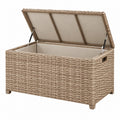 Aufbewahrungstruhe 120 x 50 x 60 cm aus Polyrattan Beige mit Klappdeckel für Garten
