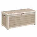 Aufbewahrungsbox 120 x 56 x 63 cm Kunststoff Beige für Außenbereich mit Deckel