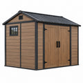 Gartengerätehaus 213 x 127 x 185 cm Kunststoff Braun Anthrazit mit Doppeltür