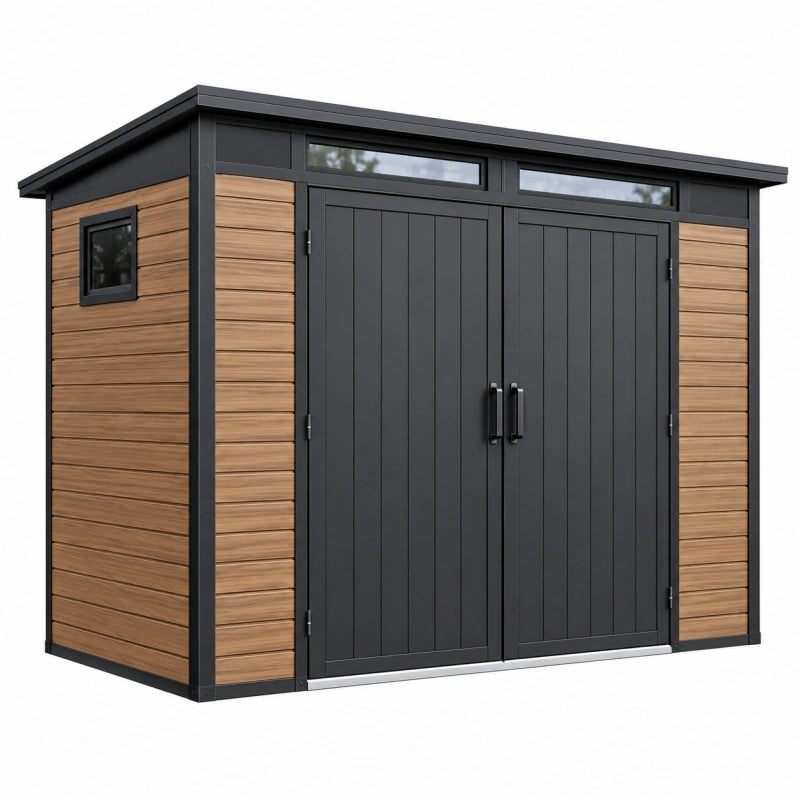 Gartenhaus 213 x 131 x 173 cm aus Stahl Braun Schwarz mit Doppeltür