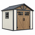 Gartenhaus 300 x 240 x 250 cm in Beige Braun mit Doppeltür und Satteldach