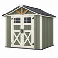 Gartenhaus 183 x 122 x 203 cm aus Kunststoff Grün Weiß mit Doppeltür Landhausstil