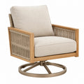 Drehsessel 80 x 82 x 90 cm Holz Beige mit Seilgeflecht - Outdoor Lounge