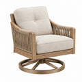 Drehsessel 83 x 80 x 86 cm Beige Naturholz mit Seilgeflecht und Metallfuß