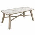 Esstisch 140 x 80 x 75 cm in Weiß Beige mit Marmoroptik Metallgestell für Esszimmer