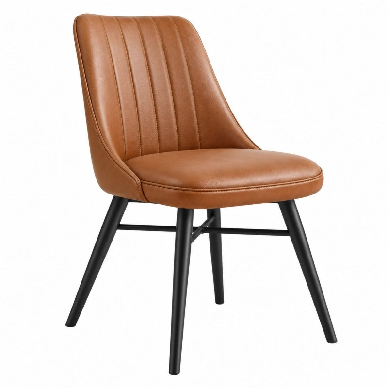 Esszimmerstuhl 50 x 60 x 85 cm Kunstleder Braun mit Metallgestell