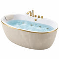 Freistehende Whirlpool Badewanne 170 x 80 cm Acryl Weiß Gold mit Massagedüsen